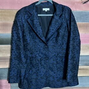 Derek Lamb Navy Leopard Jacquard Blazer